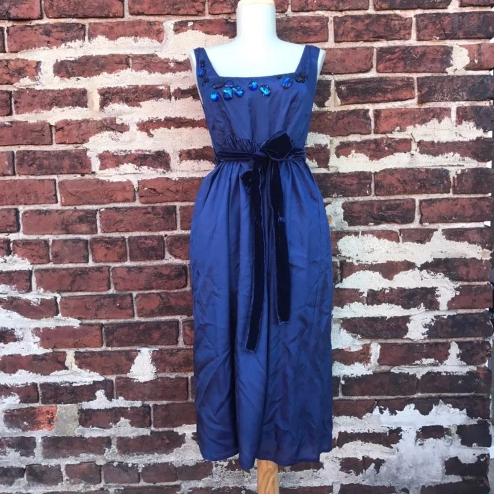 Chan Luu S Embellished 100%‎ Silk Jeweled Bow Dress
